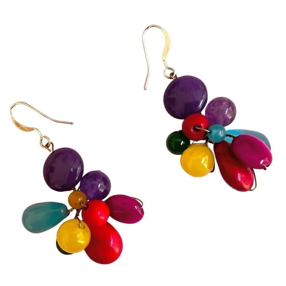 Colorful beaded dangling earrings